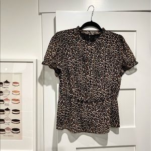 J. Crew Leopard Print Short Sleeve Blouse
